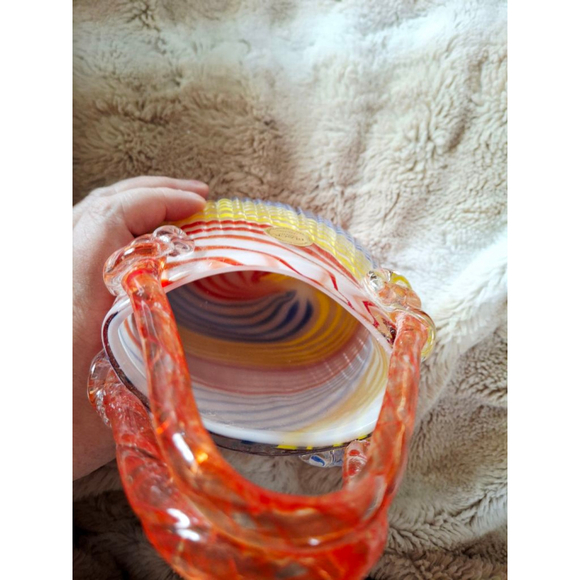 BLOCK Crystal Natalie Glass Handbag Vase mouth blown Multicolor vintage handcut - Picture 7 of 9